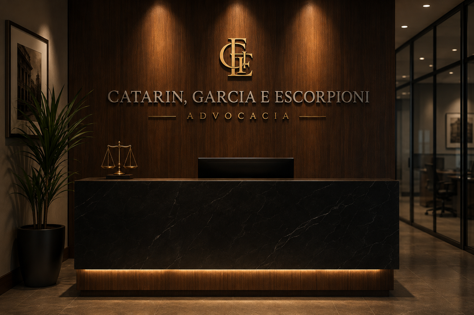Recepção do escritório Catarin, Garcia e Escorpioni